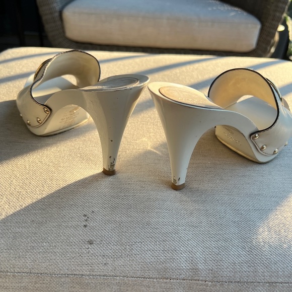 Gucci beige hi heel slide in sandals size 8 - Picture 8 of 12